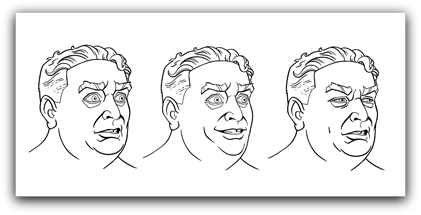 A series of head drawings of Ola from Martin Geraghty.